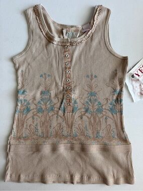 🤎🩵🦋YES Khaki Floral Tank Top NWT